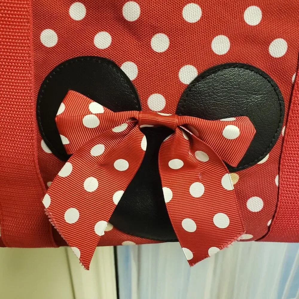 Disney Minnie Mouse Canvas Zip Tote Bag Red White Polka Dot Beach Polka-Dot Boho